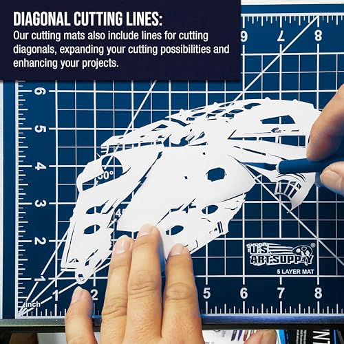 U.S. Art Supply 12"x18" Self-Healing Cutting Mat 6-Ply White/Blue - color: White/Blue