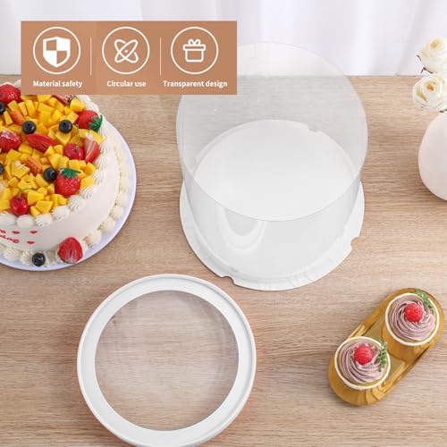 JCD Multi-Layer 6 Pack Clear Cake Box with Ribbon,Tall Cake Box Carrier, Tiered Transparent Cake Packaging Boxes 10 Inch, PET Round Cake Containers for Party (Clear lid, Round 10inch/6pcs) - color: Clear Lid, size: Round 10inch/6pcs