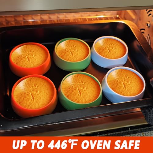 KOLUTI 6 Pack 3.15 Inch Nonstick Silicone English Muffin Rings, Durable Round Frying Egg Patty Omelette Cooker Mold, Circle Ring for Crumpet Pancake Pastry Cookie Baking, BPA Free and 3 Colors - color: 3COLOR-3.15