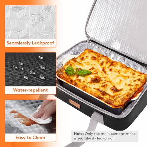 Lifewit Expandable Insulated Double Decker Casserole Carrier - color: Black-flowers