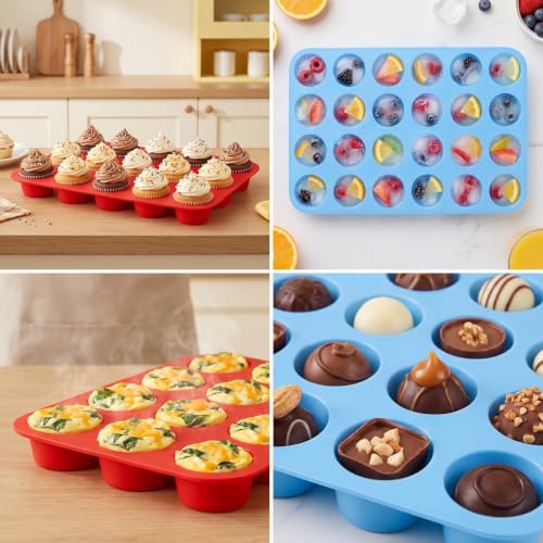2 Pack 24-Cup Silicone Muffin Pan Nonstick Dishwasher Safe Food Grade