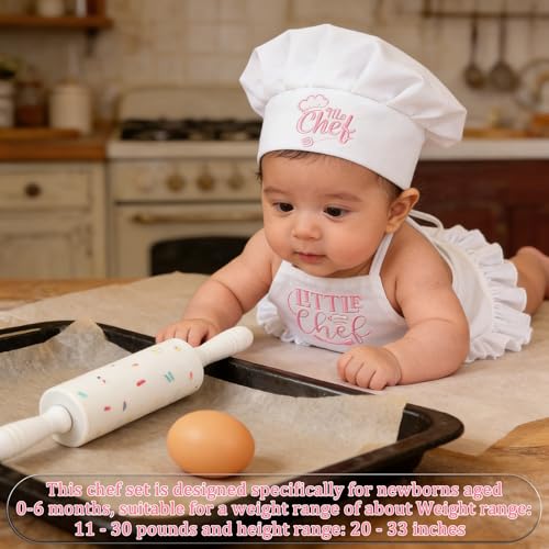 4 Pack Newborn Chef Outfit Photography Props 0-6 Months - color: White