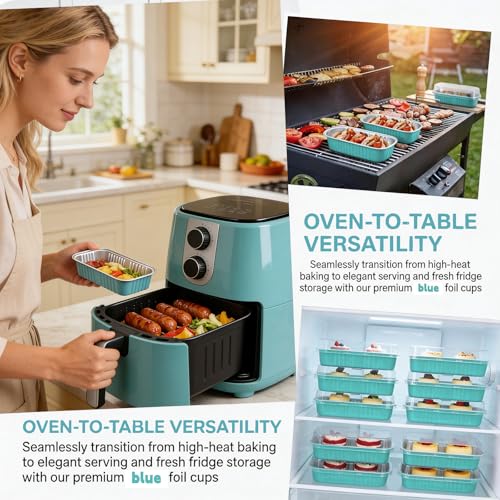 24 Pack Mini Loaf Pans, 7.5oz Mini Cake Pan & Mini Cupcake Pan Set – Disposable Aluminum Baking Pans with Lids, Spoons & Stickers, Premium Sturdy Gift Set for Cakes, Cupcakes, Desserts & Party Treats - color: Blue