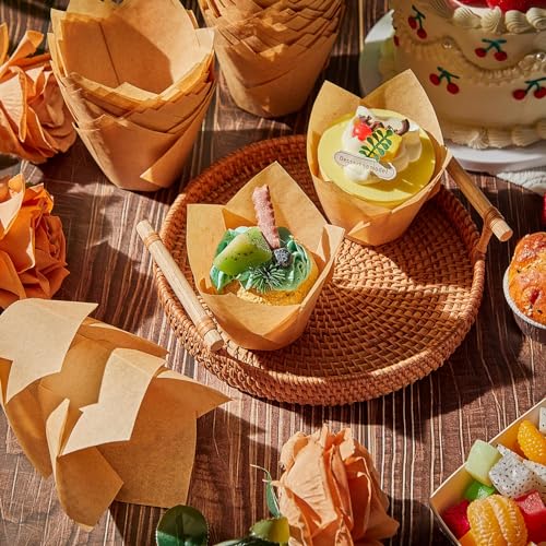 Motiskyy 300 Pcs Jumbo Tulip Muffin Liners for Baking, Light Brown - color: Light Brown