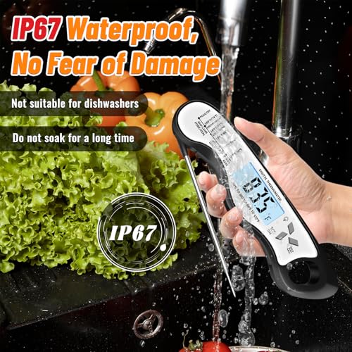 Meat Thermometer Digital, IP67 Waterproof Food Thermometer for Cooking