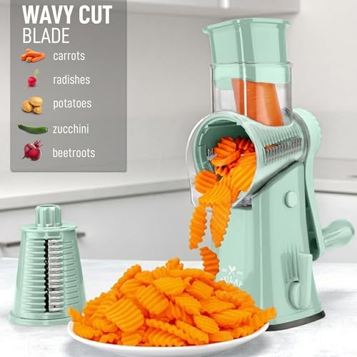 Rotary Cheese Grater Hand Crank, Vegetable Shredder - Mint - color: 22 - Sea Green