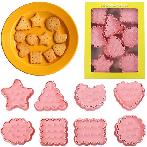 Triangle Circle Embossed Cookie Cutters 8Pcs 3D Raised Design Cookie Stamps - color: Raised Design Cookie Cutter