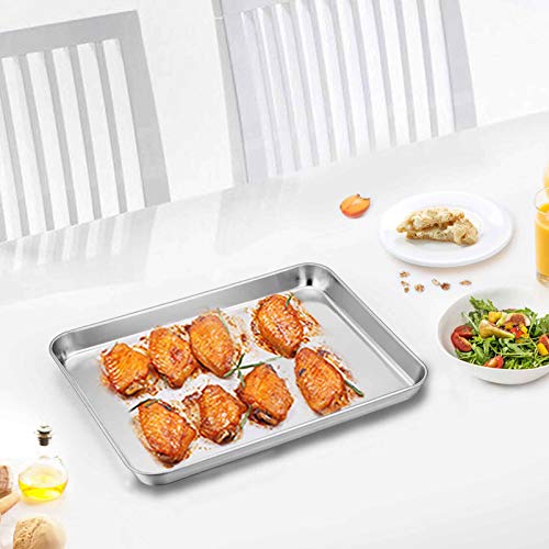 TeamFar Toaster Oven Pan with Cooling Rack, 10.4"x 8"x1" Toaster Oven Tray - size: 10.4 x 8.1 x 1 inch