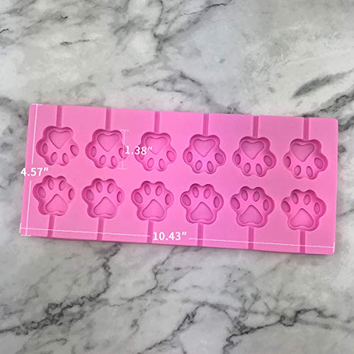 12 Capacity Cat Paw Silicone Lollipop Mold Set, Sucker Molds and Chocolate Hard Candy Mold with 50pcs Lollipop Sucker Sticks, Candy Treat Bags, Gold Ties. (Cat Paw Pink) - style: Cat Paw Pink