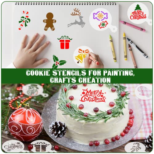 JULBEAR 36 Pcs Christmas Cookie Cake Stencils, Reusable Baking Mold Tools - style: Christmas Style
