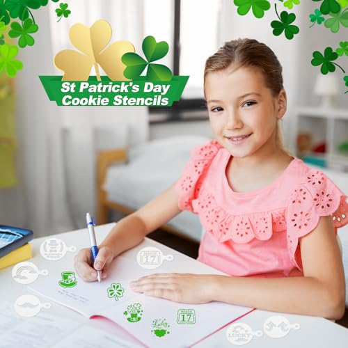 56 Pcs Reusable St Patrick's Day Cookie Stencils Small Shamrock Cookie Templates for Holiday Baking Dessert Painting Irish Party Decoration Coffee Art Face Painting Kitchen Baking Accessories - style: St Patrick's Day