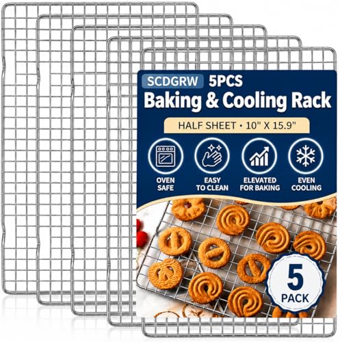 Cooling Rack Set of 5, 10" x 16" Stainless Steel Baking Rack - color: Cooling rack*5