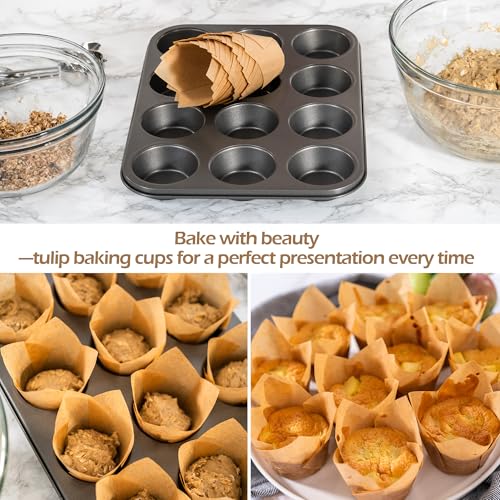 Ruisita 150 Pcs Mini Cupcake Liners Muffin Liners Baking Cups - color: Natural