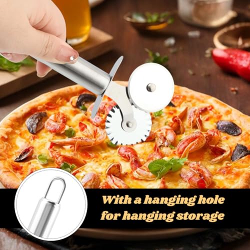 5 Wheel Stainless Steel Pizza Cutter with Double Wheel Dough Divider Expandable Multi Use Pastry Knife Baking Roller for Kitchen