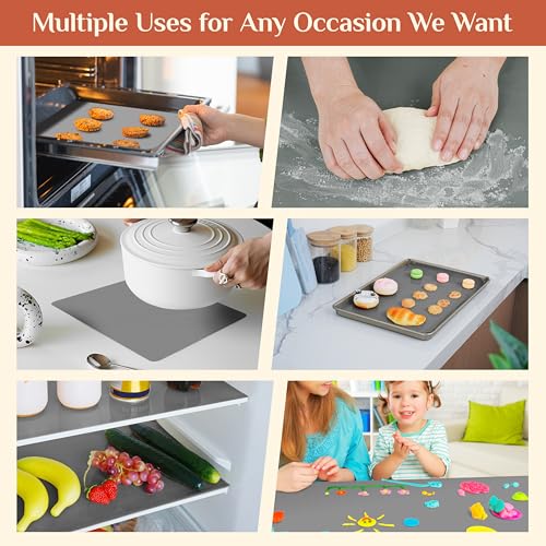 GTJ Silicone Baking Mat Roll, Reusable Baking Sheet Liners, 24 in x 6 ft - color: Gray, size: 72"L x 24"W