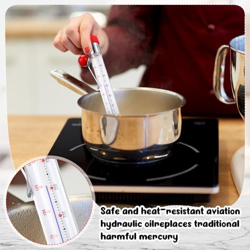 Photect 2 Pcs Candy Thermometer with Pot Clip 8", Red - color: Red