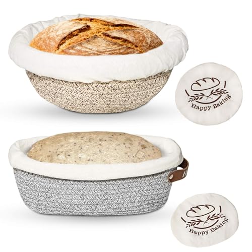 Proofing Basket Banneton Bread Basket Cotton Rope Sourdough Proofing Basket - color: A2-Khaki/Grey