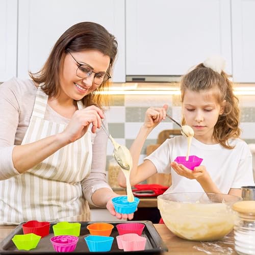 R HORSE Multi Flower-Shaped Silicone Cupcake Molds, 42PCS - color: Flowers