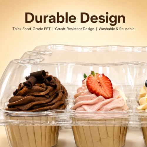 WIKDAY Plastic Cupcake Containers with Liners, 12 Count x 20 Sets
