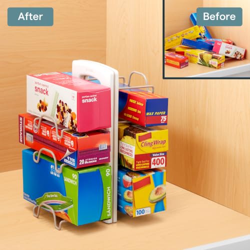 YouCopia WrapStand, Adjustable Kitchen Wrap, Foil and Bag Box Organizer for Kitchen Cabinet and Pantry Storage, White