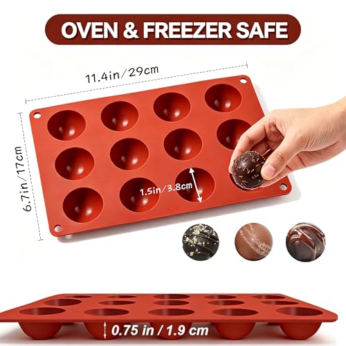 Small 15-Cavity Semi Sphere Silicone Molds Non-Stick,2 Packs Half Sphere Silicone Baking Molds for Making Jelly, Chocolates and Cake - color: 2pc-15 Semi Sphere
