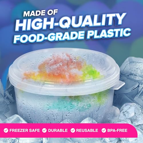 6 Pack Hawaiian Shaved Ice Mold Party Set with Lids, Up Your Game For Much More Snow Cone Treats, BPA-Free Cups Two Bonus Lids, Easy Stackable Freezing, Compatible with S900A, S777 & Others - size: 6 Set