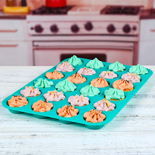 CAKETIME Mini Muffin Pan 24 Mini Cupcake Pans Silicone Molds Food Grade Silicone Muffin Pans for Baking Pack of 2 - size: 24-Cup Mini