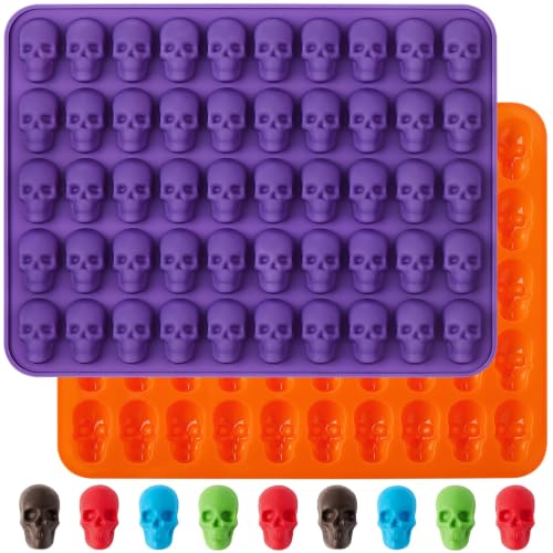 Mini Skull Molds, Halloween Gummy Chocolate Molds, 100 Cavities, 2Pcs - color: Skull