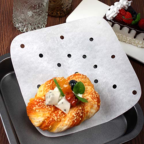 Air Fryer Parchment Paper Liners（11"×11"） Square 100Pcs Unbleached Compatible with XXXL Air Fryer,Perfect for 8.5QT/9.5QT/10QT Or Bigger Air Fryers (White) - color: White