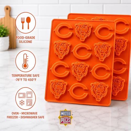 MasterPieces Game Day Set - FanPans NFL Chicago Bears - Silicone Ice Cube Trays Two Pack - Dishwasher Safe - style: Chicago Bears