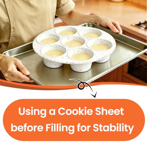 CAKETIME Silicone Muffin Pan for Air Fryer Oven, Nonstick 7 Cups Confetti Design, Baking Mold for Egg Bites, Muffins, Cupcakes, Mini Quiche 1 Pack - size: 1pc:7-Cup 2.5in