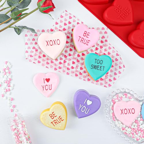 Webake Large Conversation Heart Mold for Baking, Heart Silicone Cake Molds 6-Cavity Heart Shaped Cake Pans,2 Packs - style: Conversation Heart