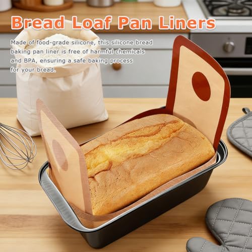 4Pcs Silicone Bread Loaf Pan Liners, Nonstick Reusable Bread Sling