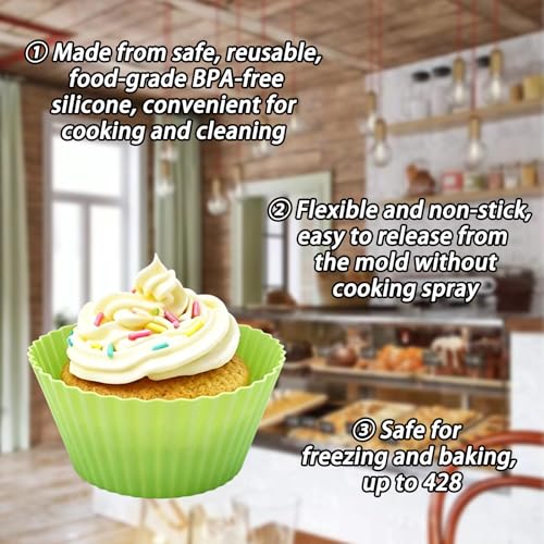 12 Pack Silicone Baking Cups, Reusable Muffin Liners Non-Stick Cupcake Molds, Small Baking Cups Truffle Cake Pan Set for Baking, Dishwasher Safe & Easy to Remove, Multicolo, Size 9 x 6 x 4.4cm - size: Pack of 12