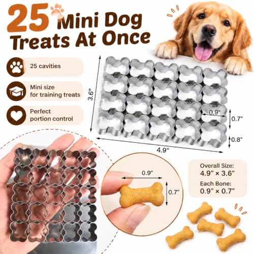 AIERSA 25 Cavity Dog Bone Cookie Cutter, Dog Treat Cookie Cutter - color: Mini Dog Bone