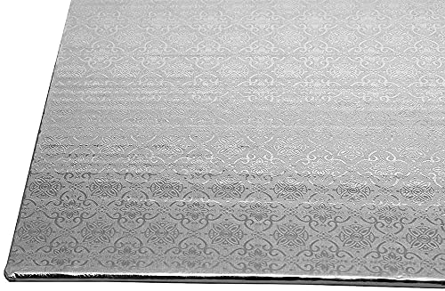 O'Creme Silver Wraparound Rectangular Cake Pastry Drum Board 1/4 Inch Thick, Quarter-Sheet Size (9-3/4 Inch x 13-3/4 Inch) - Pack of 10 - size: Quarter