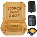 BYKITCHEN Small Air Fryer Disposable Paper Liners for 2 to 5QT Airfryer - size: 8inch (2 to 5 QT)-100pcs-square