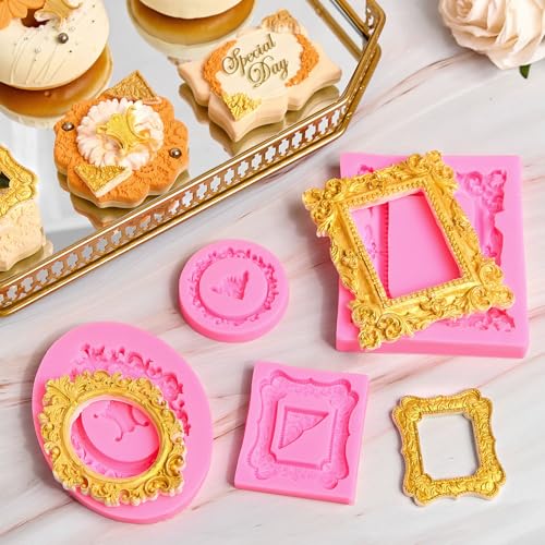 JOERSH Baroque Frame Silicone Fondant Mold, 4Pcs - style: Frames & Corners
