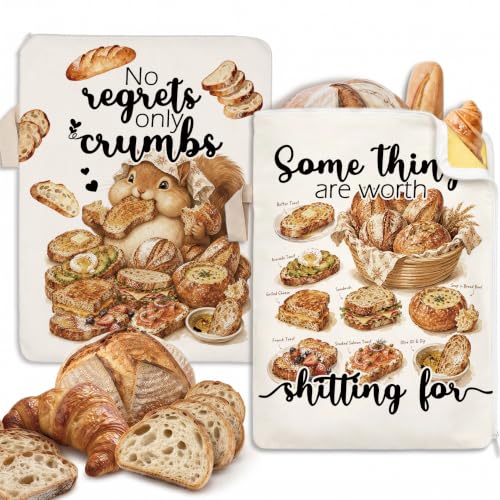 Funny Squirrel Sourdough Gift Beeswax Bread Bags 2 Pack XL 13x17in - color: Funny Squirrel 02