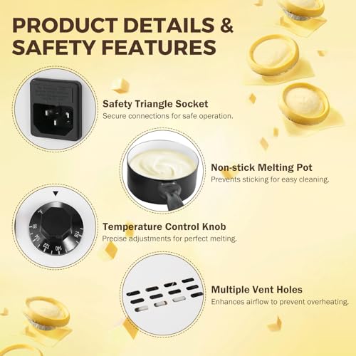 Electric Chocolate Melting Pot Capacity 1KG Adjustable Easy To Clean - size: Single Melter