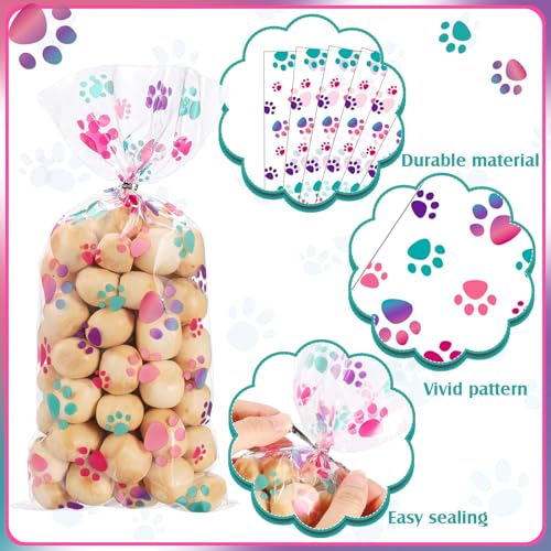 Blulu 100 Pcs Dog Treat Bags Puppy Party Favor, Pink and Purple - color: Pink and Purple