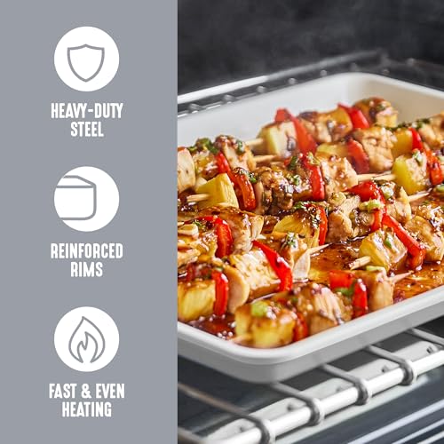 GreenLife Bakeware 18” x 13” Half Cookie Sheet Baking Pan, Non-Toxic PFAS-Free Healthy Ceramic Nonstick, Oven Safe to 450°F, Easy Release, Even Heating, Easy Clean, Gray - color: Gray, size: 18" x 13" Half Baking Sheet