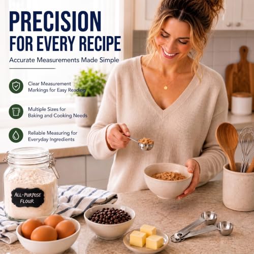AIKEXIN Stainless Steel Measuring Cups & Spoons Set, Precision Baking Tools