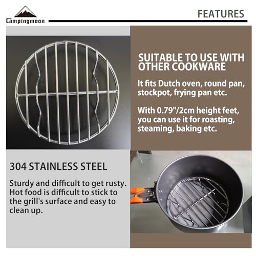 CAMPINGMOON 2pcs Round round cooling rack 304 Stainless Steel Cooking Grid Grill (φ4.9 inches, W13-2P) - color: φ4.9 inches, W13-2P