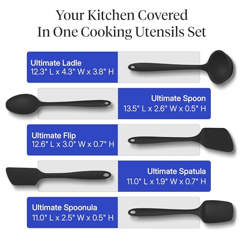 GIR: 5-Piece Silicone Ultimate Kitchen Utensils Set – Black - color: Black, size: 5 - Piece Set