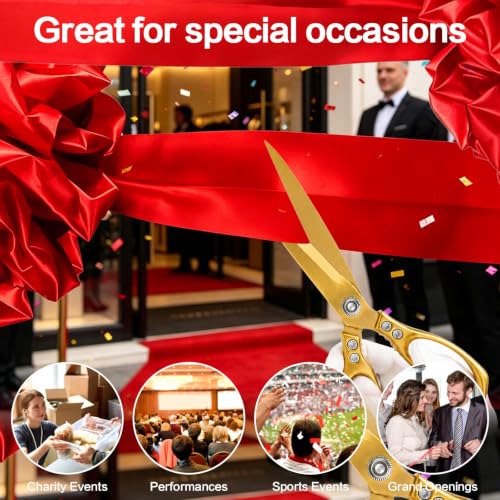 Ribbon Cutting Ceremony Kit, 10.83" Giant Gold Scissors - size: 10.83" Giant Gold Scissors