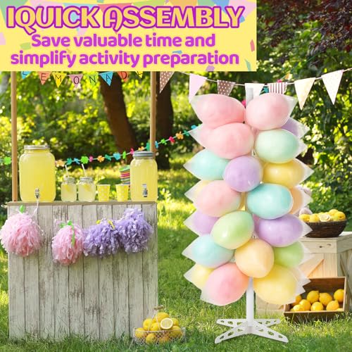 Novabright 1 Pack Plastic Cotton Candy Stand 5.25 ft Tall Cake Pop Stand with 48 Holes Adjustable Cotton Candy Floor Display for Christmas Wedding Birthday Baby Shower Party Anniversaries