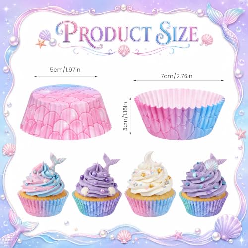 Mermaid Cupcake Liners 200 Pack 2 Styles Gradient Baking Cups - style: Style C