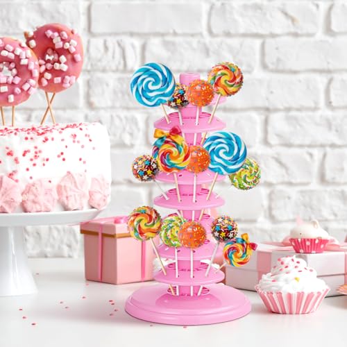 PRETYZOOM Pink Pp Lollipop Display Holder Multi-Tier Adjustable Stand
