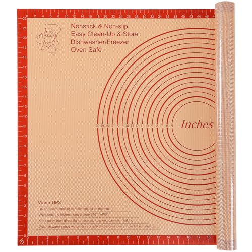 Silicone Pastry Mat Large Baking Mat 36X24 inch Dough Mat with Measurements - color: Red, size: 24"L x 36"W